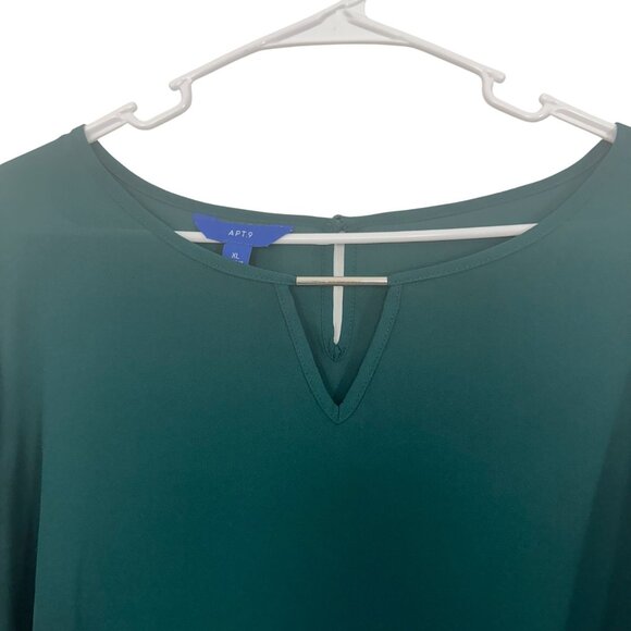 Apt. 9 Womens Long-Sleeve Blouse SZ XL Green Keyhole Neck Lightweight Polyester - Picture 9 of 12